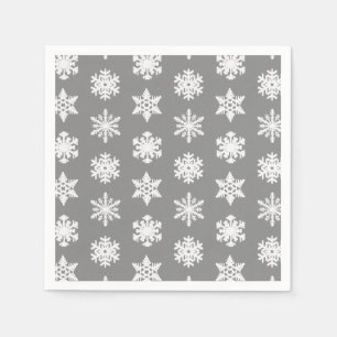 Servilleta De Papel Copo de Nieve Ikat - Gris Carbón y Blanco