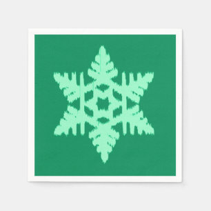 Servilleta De Papel Copo de nieve Ikat - Pino y verde menta