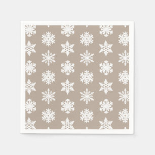 Servilleta De Papel Copo de nieve Ikat - Taupe beige y blanco