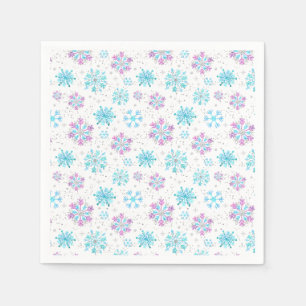Servilleta De Papel Copo de Nieve Invernal Púrpura y Azul