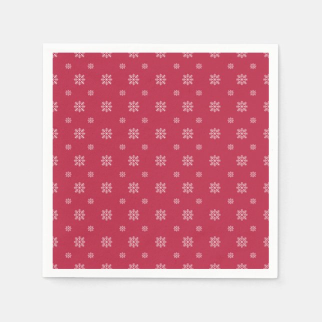 Servilleta De Papel Copo de Nieve Rojo y Blanco Navidad Simple Moderna (Anverso)