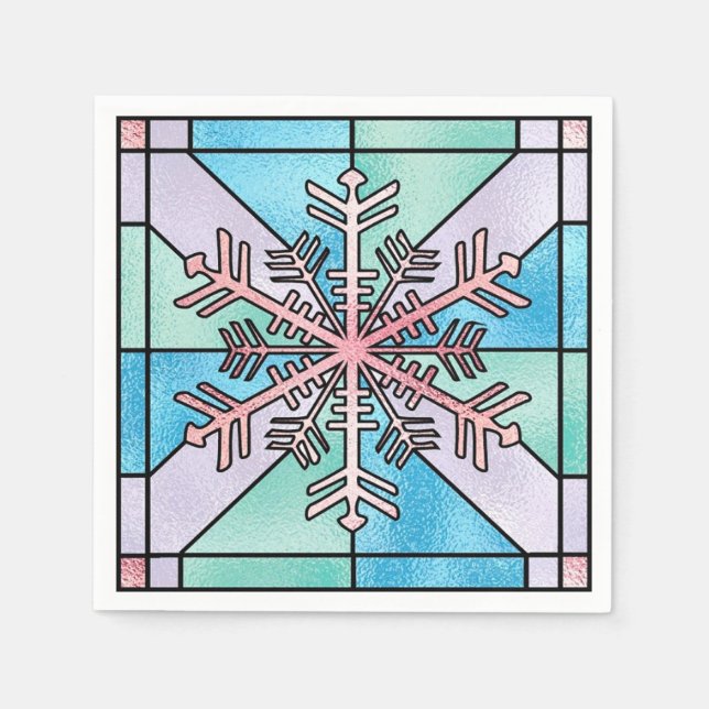 Servilleta De Papel Copo de Nieve Rosa Impresionante (Anverso)