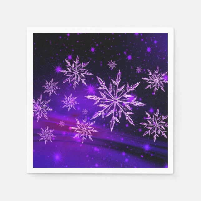 Servilleta De Papel Copo de nieve rosa púrpura invierno lindo (Anverso)