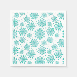 Servilleta De Papel Copo de nieve verde azulado en blanco con patrón d