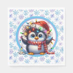 Servilleta De Papel Copo de Nieve y Pingüino
