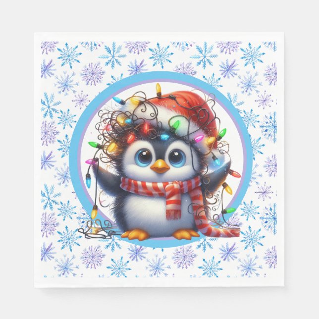 Servilleta De Papel Copo de Nieve y Pingüino (Anverso)