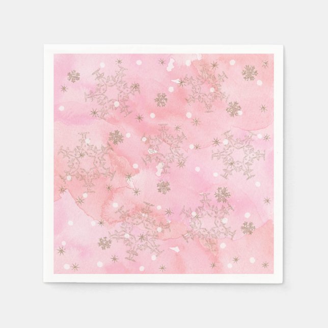 Servilleta De Papel Copos de Navidad Rosados Patrón Boho (Anverso)
