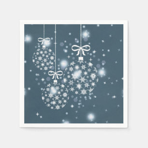 Servilleta De Papel Copos de nieve, azul y blanco, globos