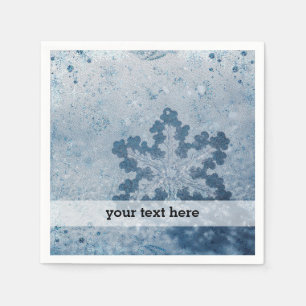 Servilleta De Papel Copos de nieve azules de plata