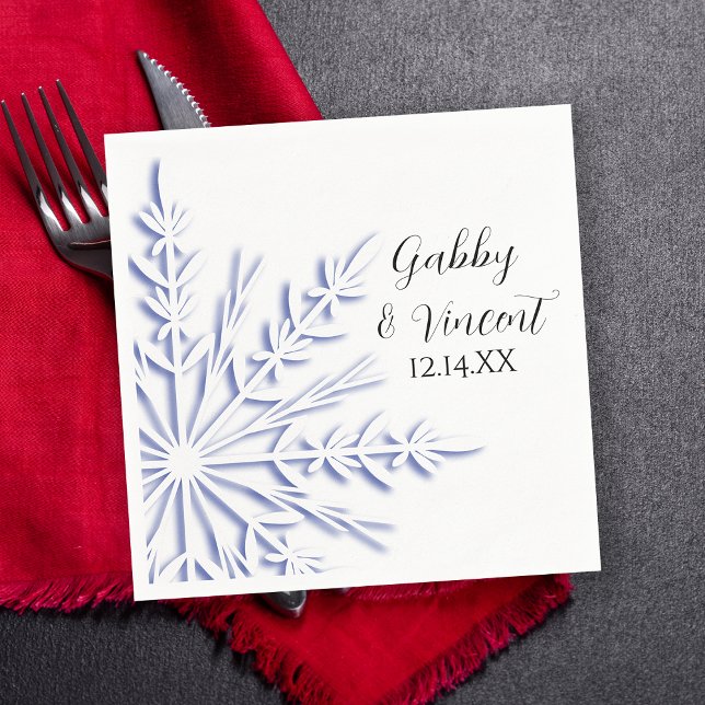 Servilleta De Papel Copos de nieve azules en la boda blanca del (Subido por el creador)