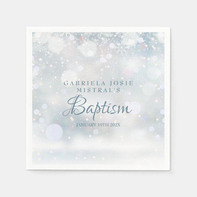 Servilleta De Papel Copos de Nieve Bautizo (Anverso)