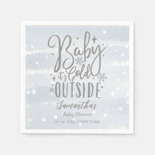 Servilleta De Papel Copos de nieve Bebé, hace frío afuera, baby shower