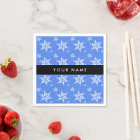 Copos de nieve blancos, azul, tu nombre, personali