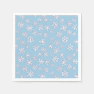 Servilleta De Papel Copos de nieve blancos de 3 d sobre un fondo azul