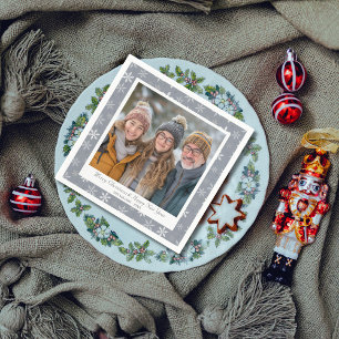 Servilleta De Papel Copos de nieve blancos y grises antiguos y moderno