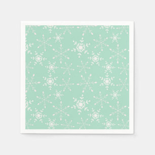 Servilleta De Papel Copos de nieve con fondo verde claro