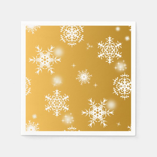 Servilleta De Papel Copos de nieve de apertura blanca. (Anverso)