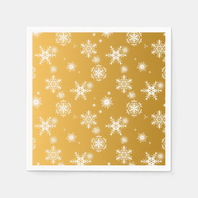 Servilleta De Papel Copos de nieve de apertura blanca. (Anverso)