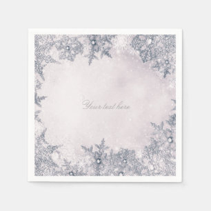 Servilleta De Papel Copos de Nieve de Invierno Azul Blanco Elegante
