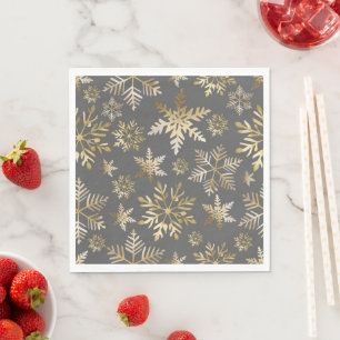 Servilleta De Papel Copos de Nieve de Papel de Oro Elegantes Navidad G