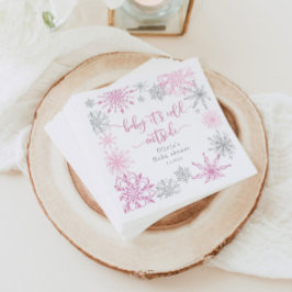 Servilleta De Papel Copos de nieve de plata rosa bebé su frío afuera