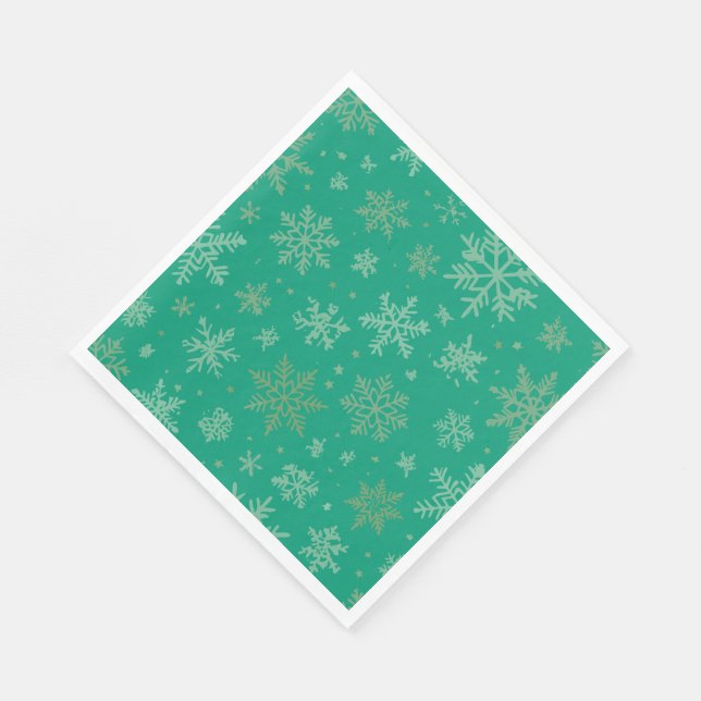 Servilleta De Papel Copos de nieve de Tiel y dorados (Esquina)