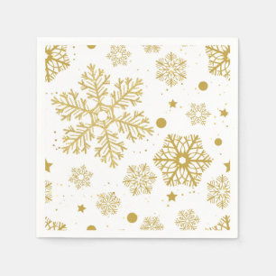 Servilleta De Papel Copos de nieve dorados