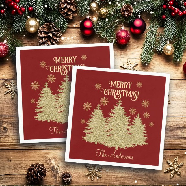 Servilleta De Papel Copos de nieve dorados de pino (Subido por el creador)