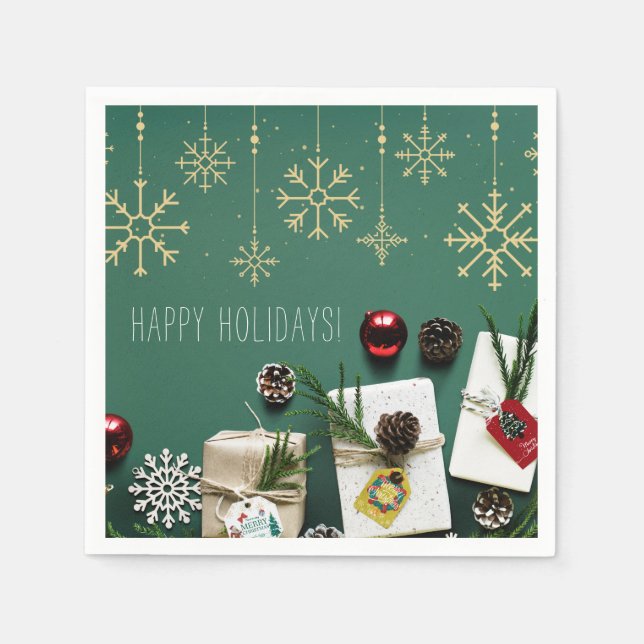 Servilleta De Papel Copos de nieve festivos, Navidades (Anverso)