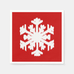 Servilleta De Papel Copos de nieve Ikat - Rojo oscuro y blanco