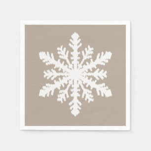 Servilleta De Papel Copos de nieve Ikat - taupe beige y blanco