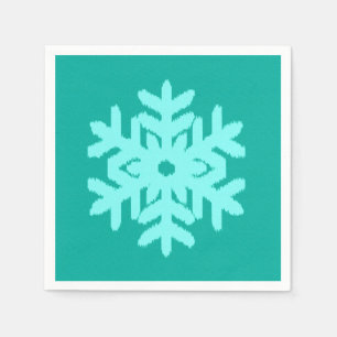 Servilleta De Papel Copos de nieve Ikat - Turquesa y aqua