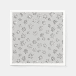Servilleta De Papel Copos de nieve plateados de 3 d sobre fondo platea