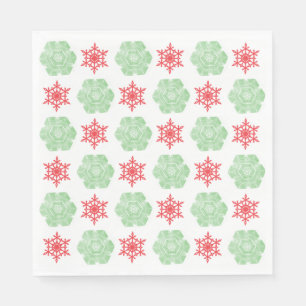 Servilleta De Papel Copos de nieve rojos y verdes