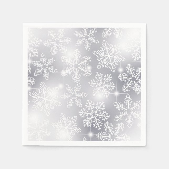 Servilleta De Papel Copos de nieve y luces (Anverso)