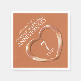 Servilleta De Papel Copper 7º Boda Aniversario nombres de corazón serv