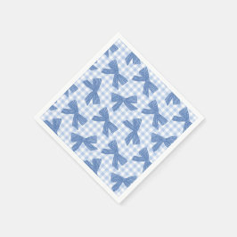 Servilleta De Papel Coqueta azul a cuadros y lazos