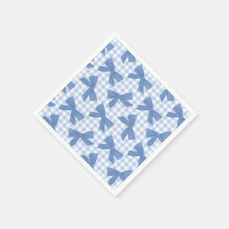 Servilleta De Papel Coqueta azul a cuadros y lazos