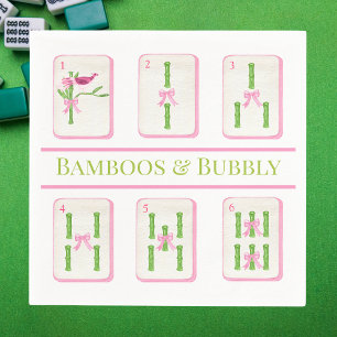 Servilleta De Papel Coqueta Grandmillennial Bambúes y Mahjong Burbujea