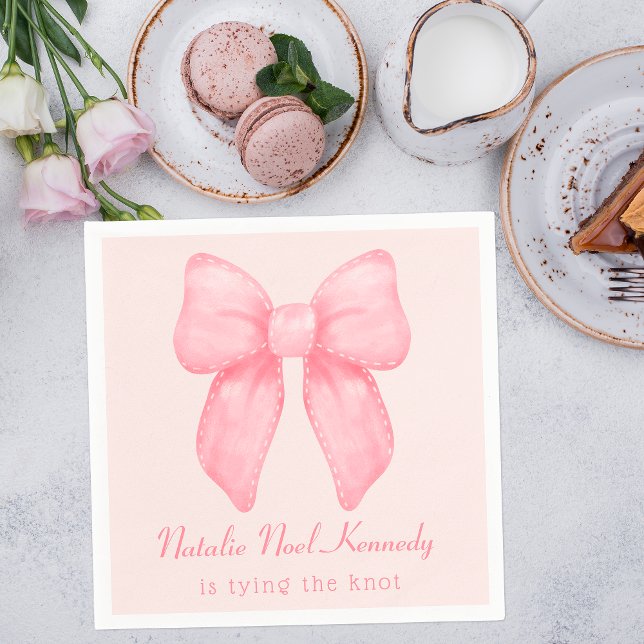 Servilleta De Papel Coquette Aesthetic Bridal Shower Cudo Bow Rosa (Subido por el creador)