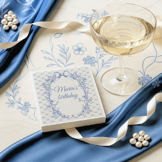 Servilleta De Papel Coquette azul vintage floral