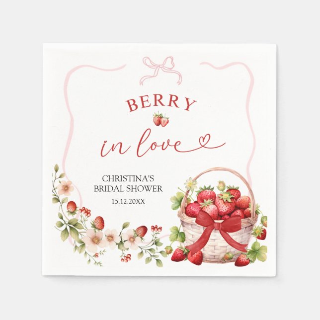 Servilleta De Papel Coquette Berry en Love Bridal Shower Napkins (Anverso)
