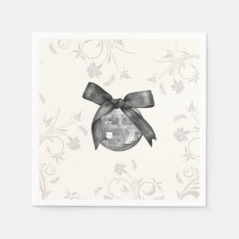 Servilleta De Papel Coquette Black Bow & Disco Ball Elegante Cumpleaño