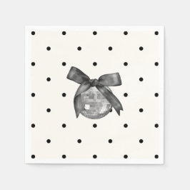 Servilleta De Papel Coquette Black Bow & Disco Ball Elegante Cumpleaño