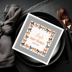 Servilleta De Papel Coquette Black de Halloween   Naranja Bows Baby Sh