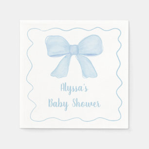 Servilleta De Papel Coquette Blue Boy Bow Baby Shower