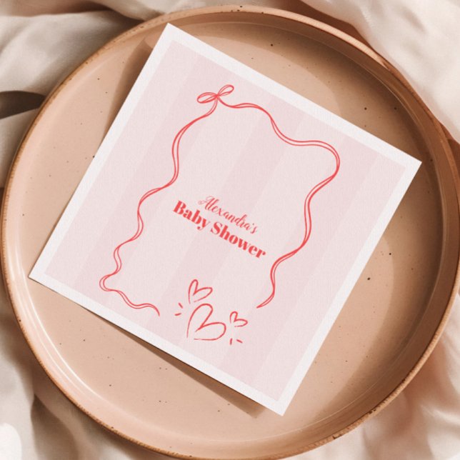 Servilleta De Papel Coquette Bow Baby Shower de banda rosa (Subido por el creador)