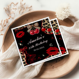 Servilleta De Papel Coquette Bow Cheetah Birthday Party Napkins