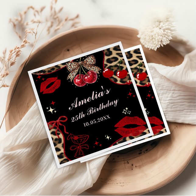 Servilleta De Papel Coquette Bow Cheetah Birthday Party Napkins (Subido por el creador)