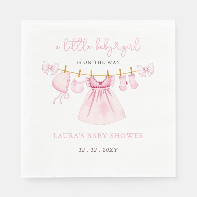 Servilleta De Papel Coquette Bow Chica Baby Shower (Anverso)